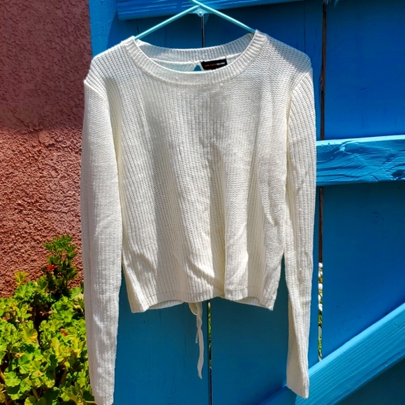 Off white Wool Cross back Long Sleeve top - Picture 1 of 4